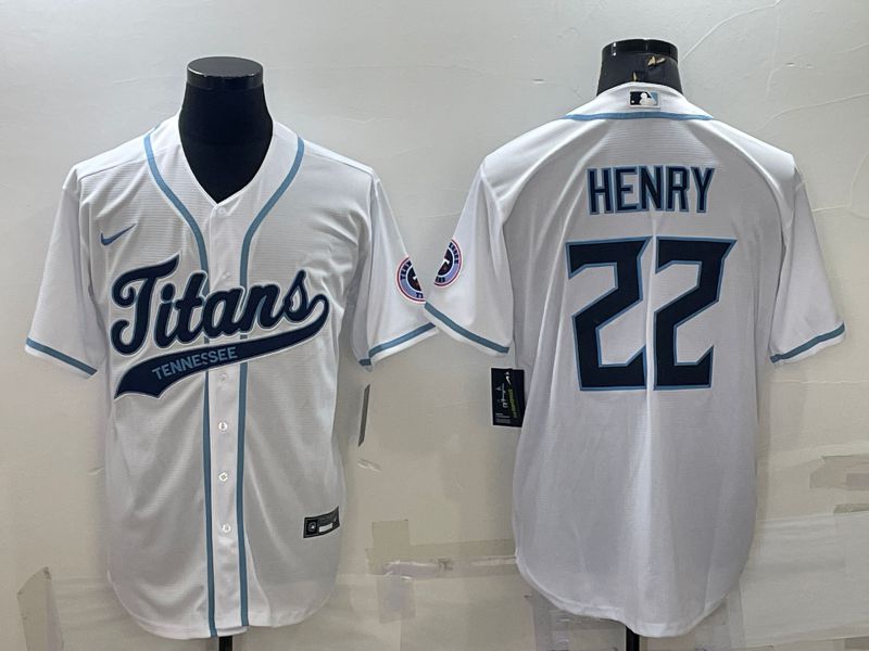 Men Tennessee Titans 22 Henry White 2022 Nike Co branded NFL Jersey